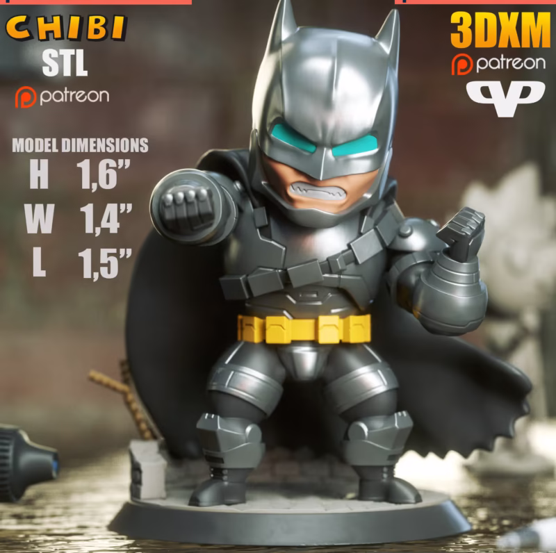 Armoured Batman Chibi 3D Model - STL File for 3D Printing