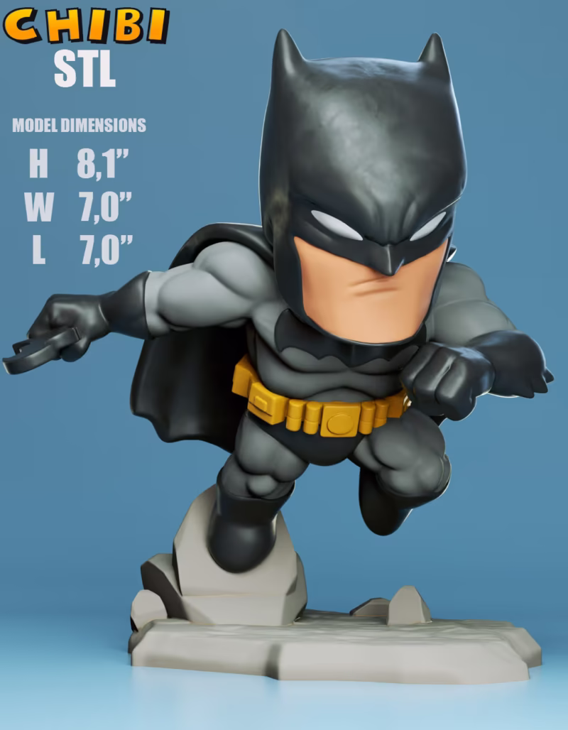 Batman Chibi 3D Model - Chibi STL File for 3D Printing