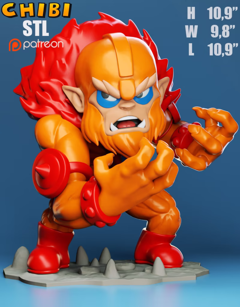 Beast Man Chibi 3D Model - Chibi Cartoon Character STL File