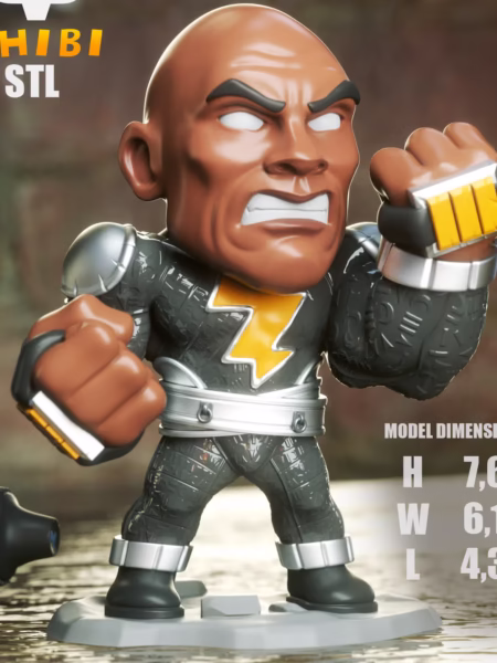 Black Adam Chibi 3D Model - Chibi DC Comics STL File