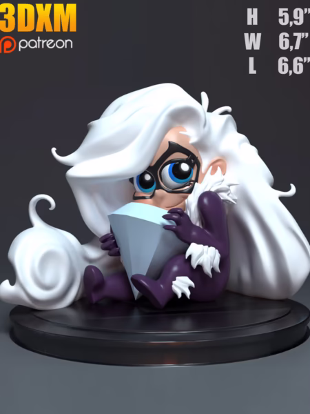 Black Cat Chibi 3D Model - Chibi Marvel Comics STL File