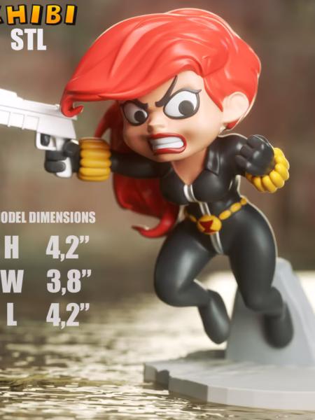 Black Widow Chibi 3D Model - Chibi Marvel Comics STL File
