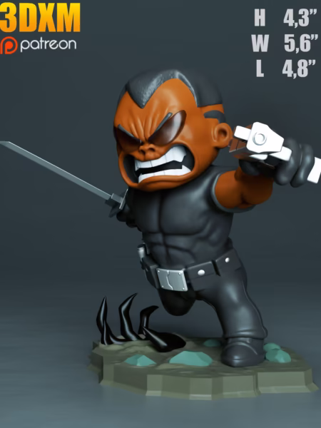 Blade Chibi 3D Model - Chibi Marvel Comics STL File