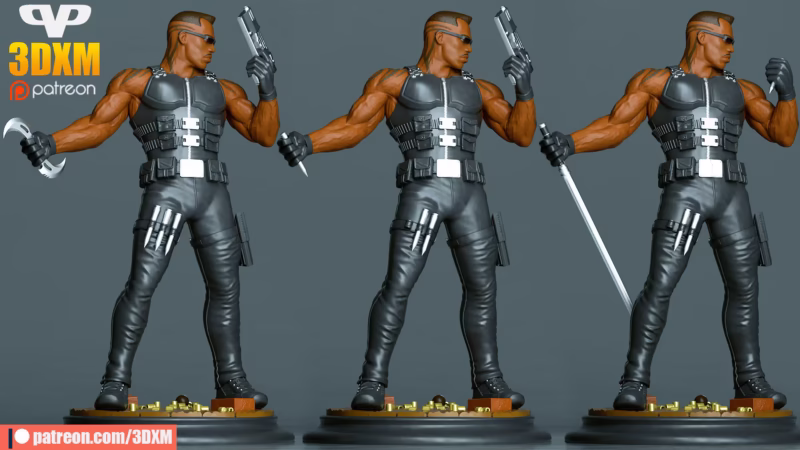 Blade Extra Hands Chibi 3D Model - Chibi Marvel Comics STL File
