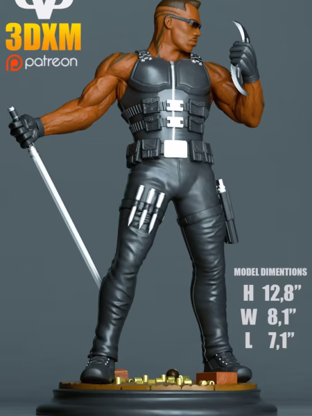 Blade Chibi 3D Model - Chibi Marvel Comics STL File