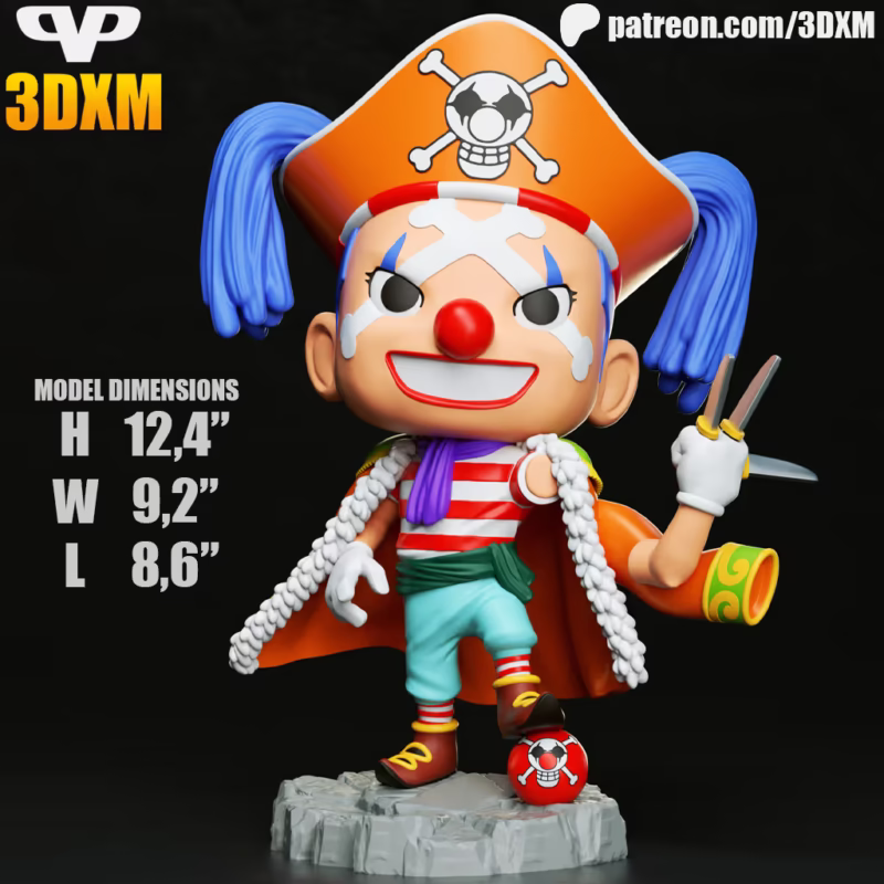 Buggy Chibi 3D Model - Chibi One Piece STL Files
