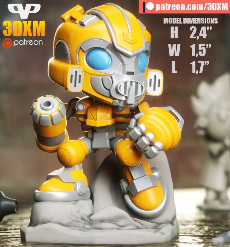 Bumblebee Chibi 3D Model - Chibi Transformers STL Files