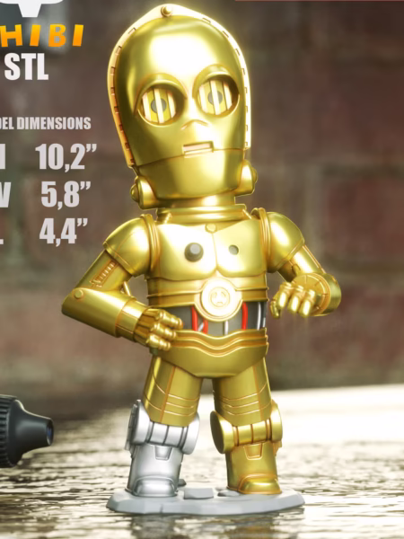 C-3PO Chibi 3D Model - Chibi Star Wars STL Files
