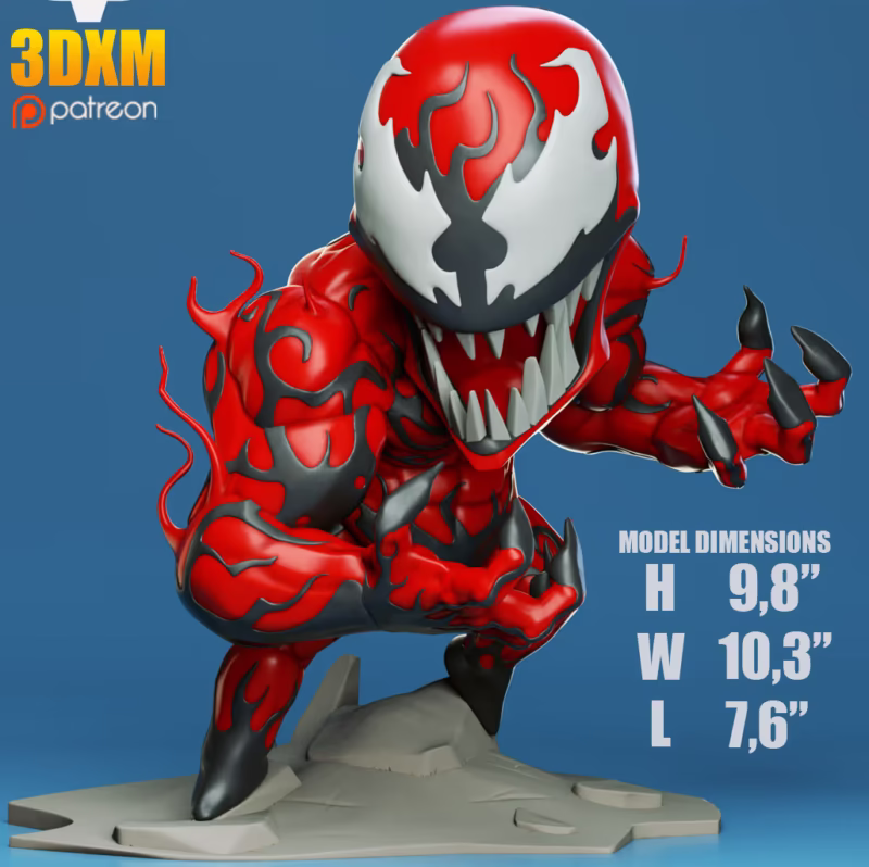 Carnage Chibi 3D Model - Chibi Comic Book Character STL Files