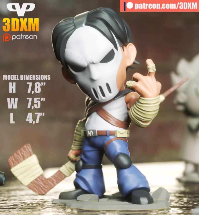 Casey Jones Chibi 3D Model - Chibi Fictional Character STL Files