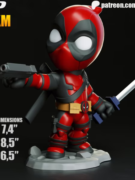 Deadpool Chibi 3D Model - Chibi DeadPool Marvel Comics STL File