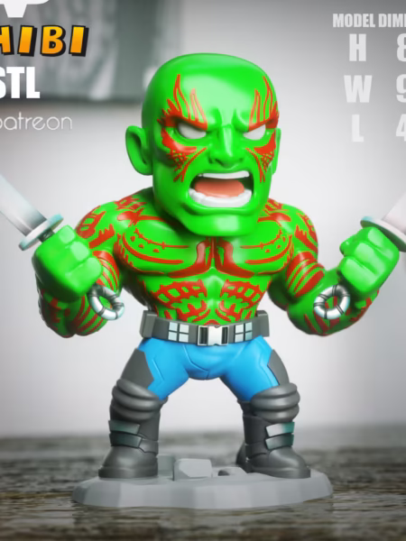 Drax the Destroyer Chibi 3D Model - Chibi Drax Marvel STL File