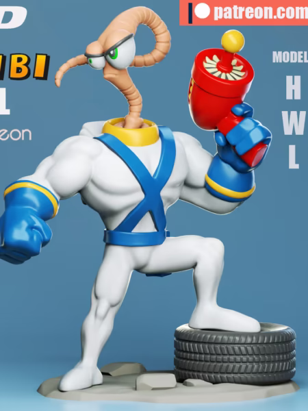 Earthworm Jim Chibi 3D Model - Games Chibi STL Files
