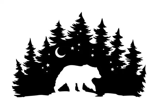 Bear Night Forest SVG Design | SVG Files for Cricut & Print
