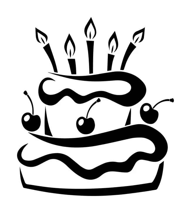 Birthday Cake with Candles and Cherry SVG Design | SVG Files for Cricut & Print