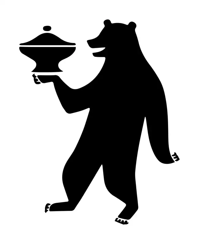 Dancing Bear With Covered Dish Silhouette SVG Design | SVG Files for Cricut & Print