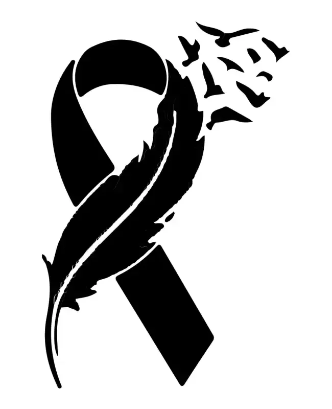 Feather Awareness-Ribbon with Birds SVG Design | SVG Files for Cricut & Print