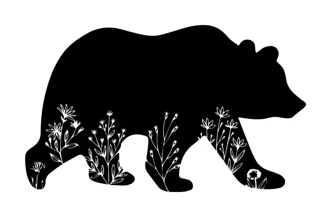 Floral Bear Silhouette SVG Design | SVG Files for Cricut & Print