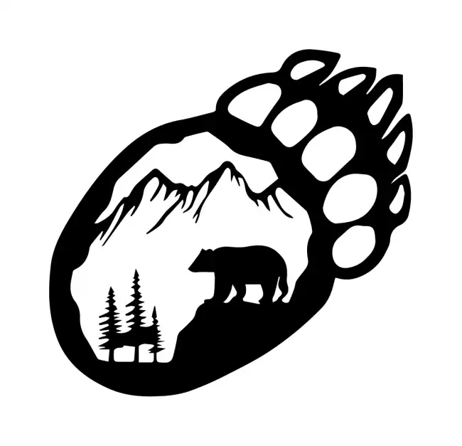 Grizzly Bear Claw Paw Mountain Scenery Wilderness Pine Tree Footprint Zoo SVG Design | SVG Files for Cricut & Print