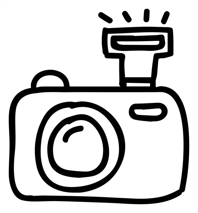 Hand-drawn doodle camera with a flash SVG Design | SVG Files for Cricut & Print