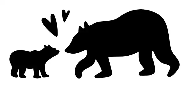 Mama Bear with her Cube Hearts Silhouette  SVG Design | SVG Files for Cricut & Print