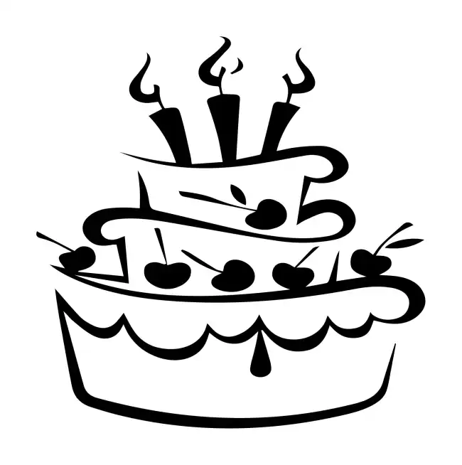 Monochrome design of birthday cake SVG Design | SVG Files for Cricut & Print