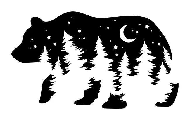 Night Forest Bear SVG Design | SVG Files for Cricut & Print