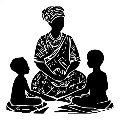 African Woman Scene Silhouette SVG Design | SVG Files for Cricut & Print