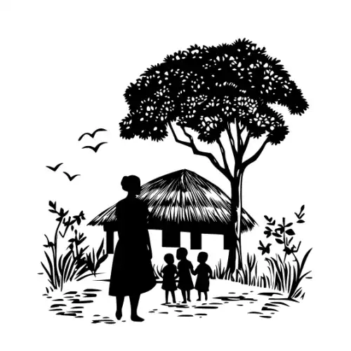 African Woman Scene Silhouette SVG Design | SVG Files for Cricut & Print