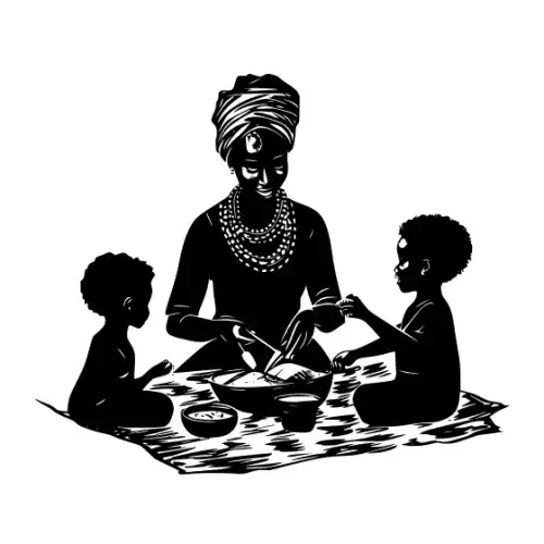 African Woman Scene Silhouette SVG Design | SVG Files for Cricut & Print