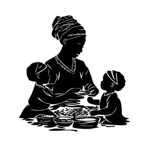 African Woman Scene Silhouette SVG Design | SVG Files for Cricut & Print
