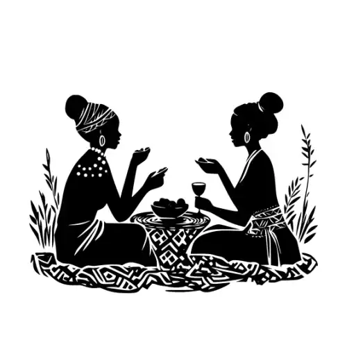 African Woman Scene Silhouette SVG Design | SVG Files for Cricut & Print