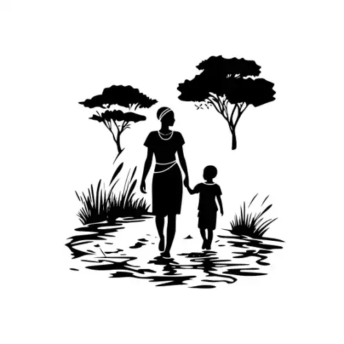 African Woman Scene Silhouette SVG Design | SVG Files for Cricut & Print
