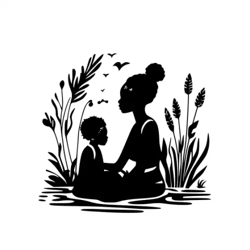 African Woman Scene Silhouette SVG Design | SVG Files for Cricut & Print