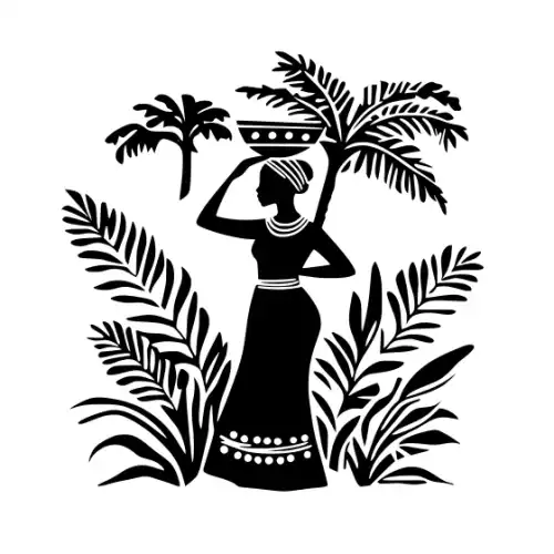 African Woman Scene Silhouette SVG Design | SVG Files for Cricut & Print