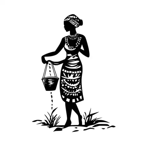 African Woman Scene Silhouette SVG Design | SVG Files for Cricut & Print