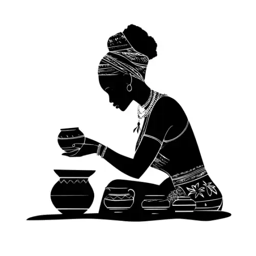 African Woman Scene Silhouette SVG Design | SVG Files for Cricut & Print