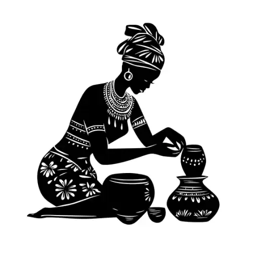 African Woman Scene Silhouette SVG Design | SVG Files for Cricut & Print