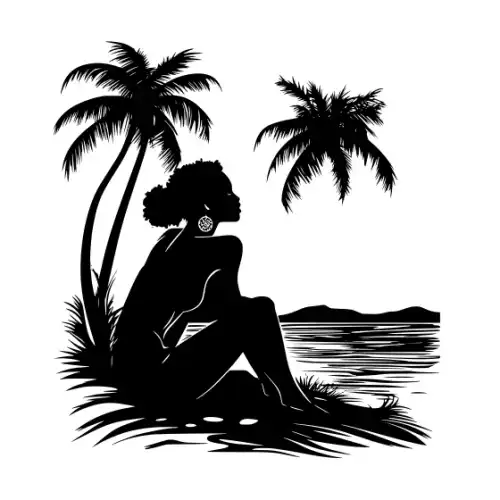 African Woman Scene Silhouette SVG Design | SVG Files for Cricut & Print