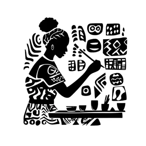 African Woman Scene Silhouette SVG Design | SVG Files for Cricut & Print