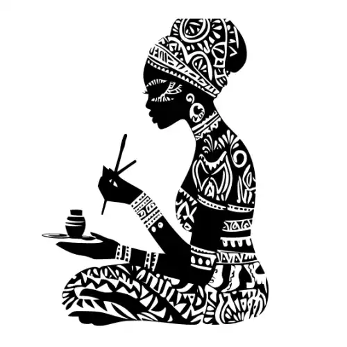 African Woman Scene Silhouette SVG Design | SVG Files for Cricut & Print