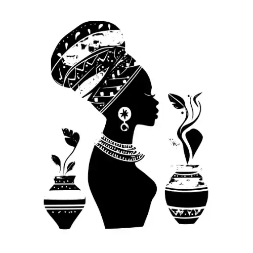 African Woman Scene Silhouette SVG Design | SVG Files for Cricut & Print