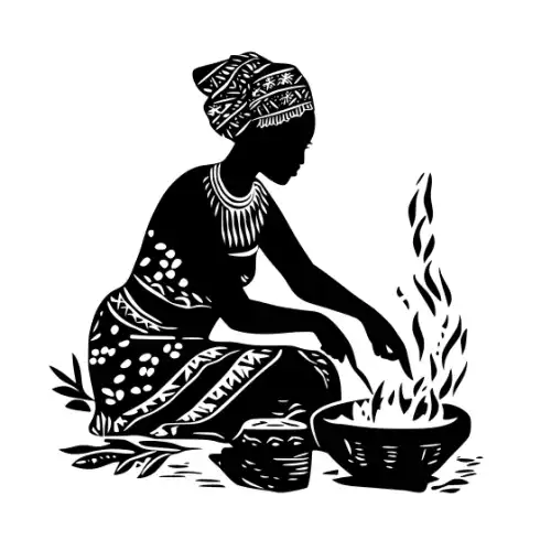 African Woman Scene Silhouette SVG Design | SVG Files for Cricut & Print