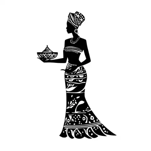 African Woman Scene Silhouette SVG Design | SVG Files for Cricut & Print
