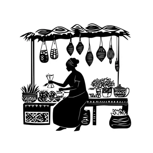 African Woman Scene Silhouette SVG Design | SVG Files for Cricut & Print