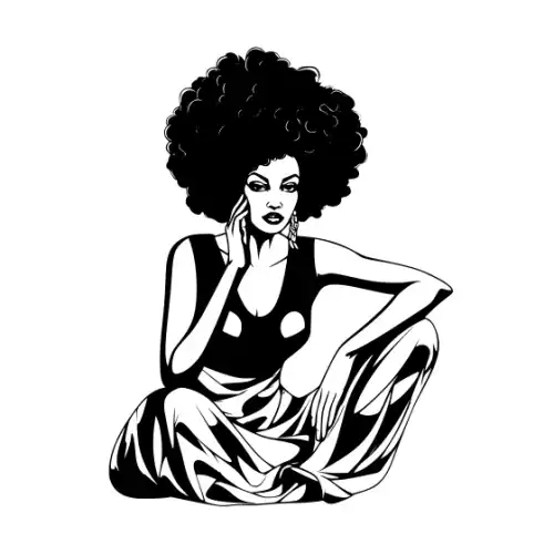 Afro Lady Pose Silhouette SVG Design | SVG Files for Cricut & Print