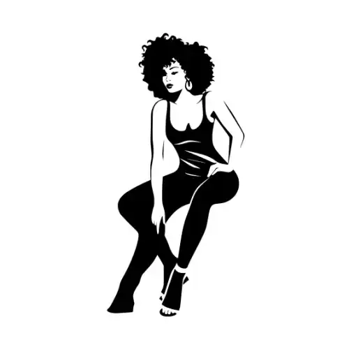 Afro Lady Pose Silhouette SVG Design | SVG Files for Cricut & Print
