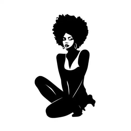 Afro Lady Pose Silhouette SVG Design | SVG Files for Cricut & Print