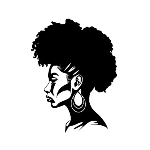 Afro Woman Puff Hair Silhouette SVG Design | SVG Files for Cricut & Print