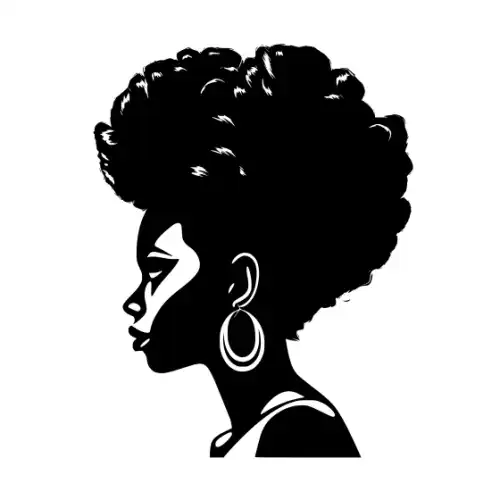 Afro Woman Puff Hair Silhouette SVG Design | SVG Files for Cricut & Print